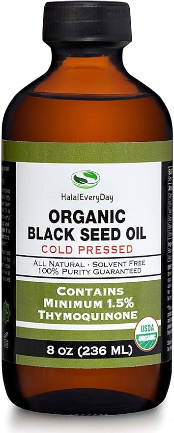 Organic Black Seed Oil - USDA Certified Cold Pressed Glass Bottle Over 1.5% Thymoquinone 3X strength Turkish Black Cumin Nigella Sativa non-GMO 100% Pure Blackseed Oil (8oz Glass Bottle)