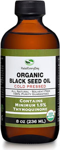 Organic Black Seed Oil - USDA Certified Cold Pressed Glass Bottle Over 1.5% Thymoquinone 3X strength Turkish Black Cumin Nigella Sativa non-GMO 100% Pure Blackseed Oil (8oz Glass Bottle)