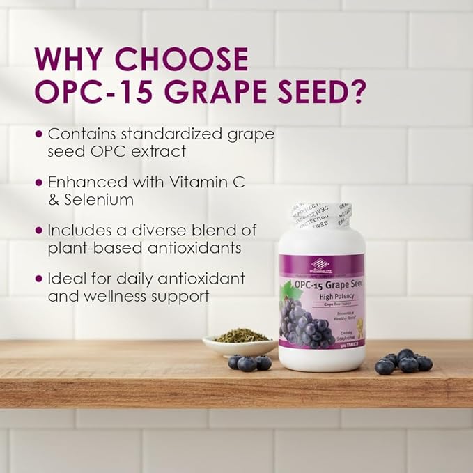 Nu-Health Grapeseed Extract Capsules | Grape Seed Extract with Vitamin C Selenium &amp OPC-15 | Antioxidant Support | Non-GMO | 300 Tablets