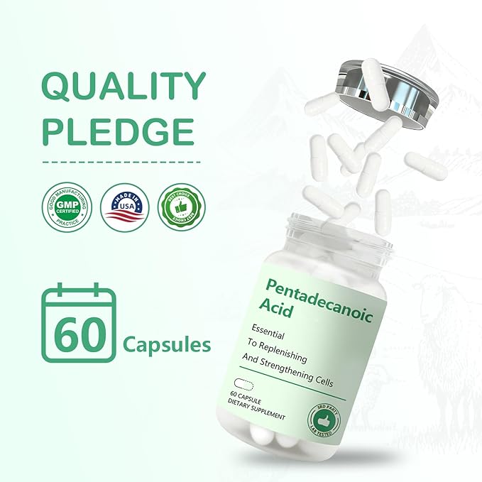 Pentadecanoic Acid Pentadecanoic Acid Formula Supplement Sourced from High-Altitude Sheep Milk 60 Capsules