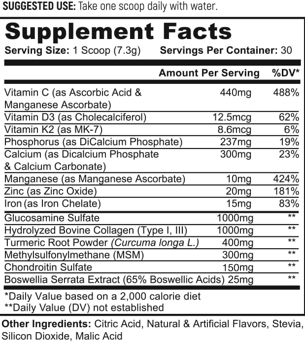 Navan Spine and Disc Osteo Nutrition Supplement Powder with Calcium Phosphorus Vitamin D Glucosamine Chondroitin MSM &amp Turmeric by Clinical Experts
