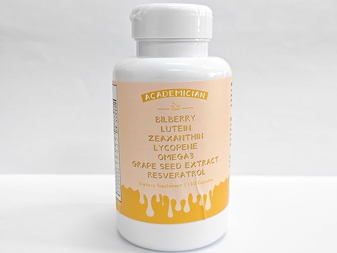 Omega 3 Fish Oil Supplements with Lutein Zeaxanthin Bilberry Vitamins Capsules Grape Seed Extract Supplement - 120 Count
