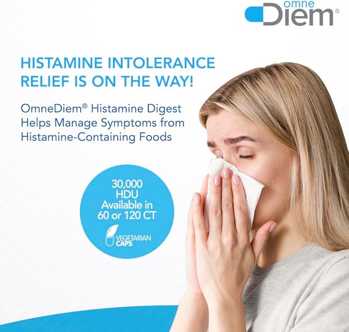 Omne Diem DAO 30000 HDU - 60 Caps - Histamine Neutralizing Enzyme - Relieve Histamine Intolerance with Diamine Oxidase - The Original Tested DAO Enzyme Supplement