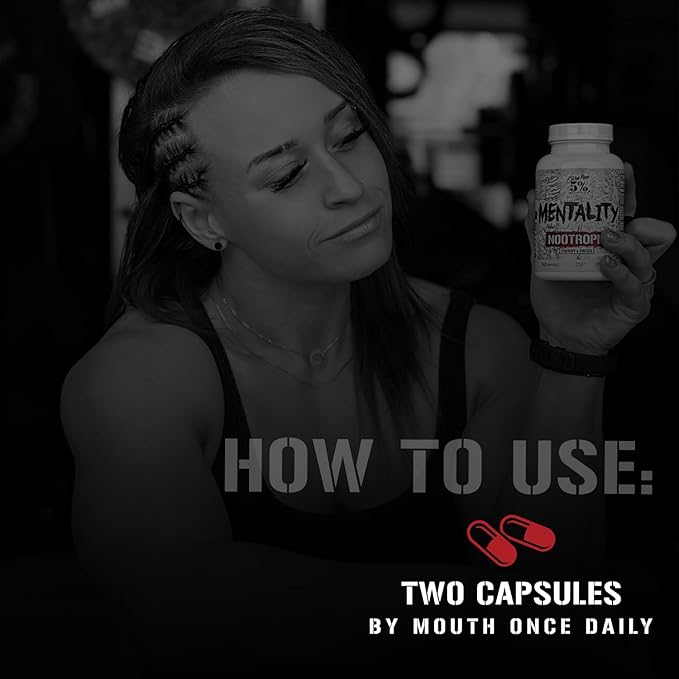 5% Nutrition Rich Piana Mentality Nootropic Blend | Brain Booster Supplement for Performance Memory Mental Clarity | Ginseng Ginkgo L-Theanine Choline Huperzine 60 Capsules (30 Day Supply)