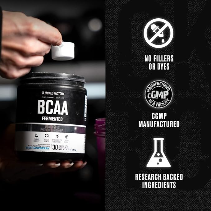 Jacked Factory Nitrosurge Pre-Workout in Arctic White &amp BCAA in Fruit Punch for Muscle Building and Recovery