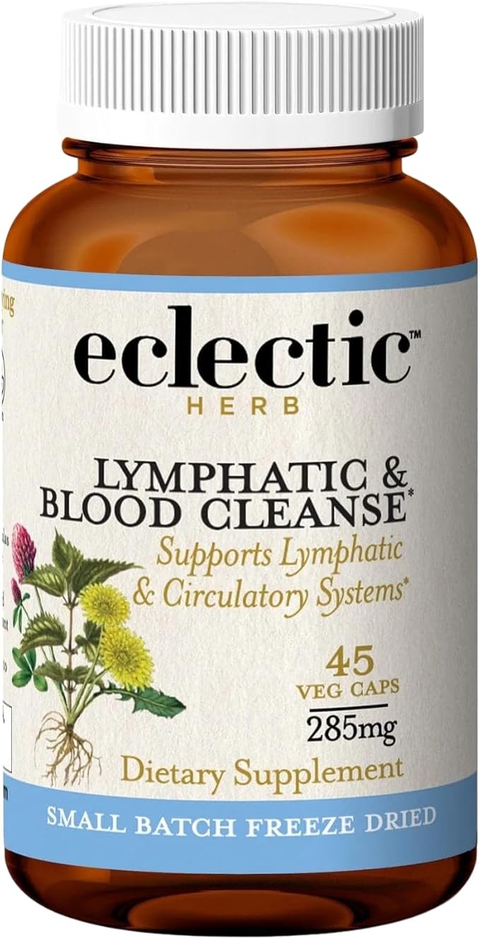 Eclectic Herb - Lymph &amp Blood Cleanse | Lymphatic &amp Circulatory Support | Freeze Dried Concentrated Herbal Supplement | Natural Wildcrafted Non-GMO Gluten Free Vegan (45 CT | 285 mg)