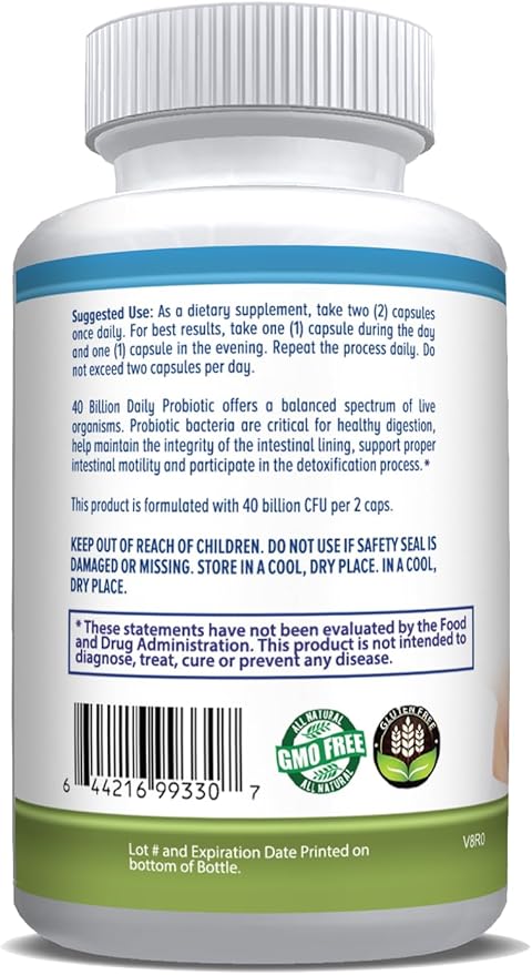 Daily Probiotic 40 Billion CFU MakTrek Bi-Pass Technology Digestion Immune Health 360 Veggie Capsules (6 Month Supply)