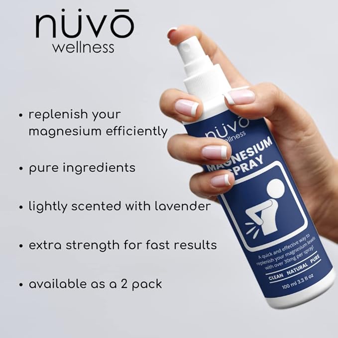 Nuvo Wellness Magnesium Spray with MSM – Extra Strength – Light Lavender Scent – 12oz