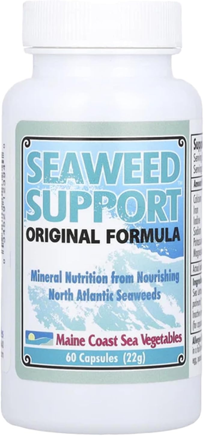 Maine Coast Sea Vegetables Seaweed Support Original Formula | Natural Source of Iodine from Seaweed | Daily Use Iodine Supplement | Organic Alaria Sea Lettuce Dulse &amp Bladderwrack blend | 60 Cap