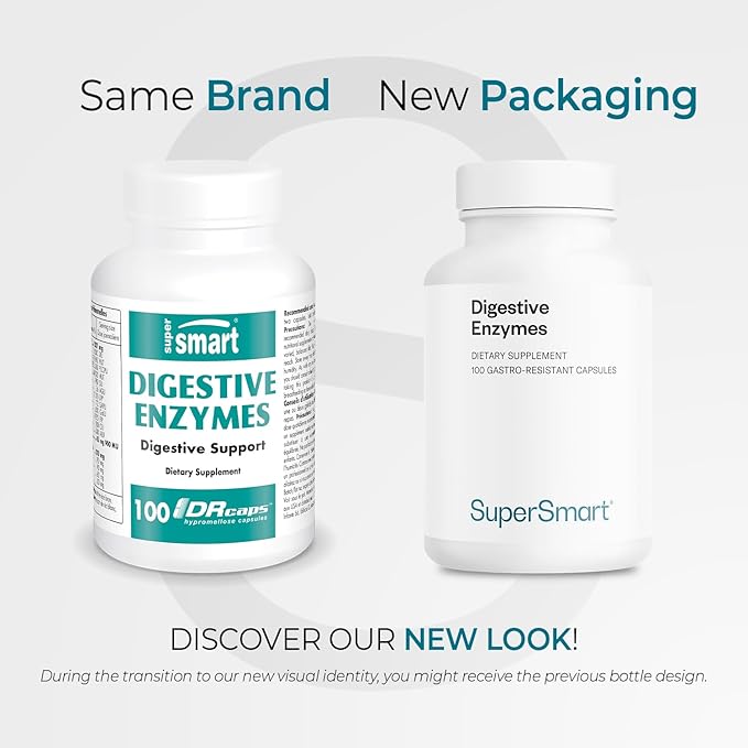 Supersmart - Digestive Enzymes (High Potency) - 15-in-1 Multi Enzymes Supplement - with Lipase Bromelain Amylase Lactase Protease Invertase | Non-GMO &amp Gluten Free - 100 Delayed Release Capsu