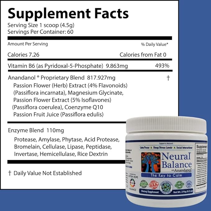 Neural Balance Anandanol with Proprietary Digestive Enzyme Blend 9.5 Ounce 60 Servings