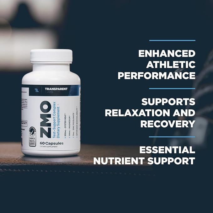 Transparent Labs ZMO - Muscle Builder for Men &amp Women with Zinc Magnesium Glycinate &amp Oyster Powder for Muscle Recovery - 60 Count