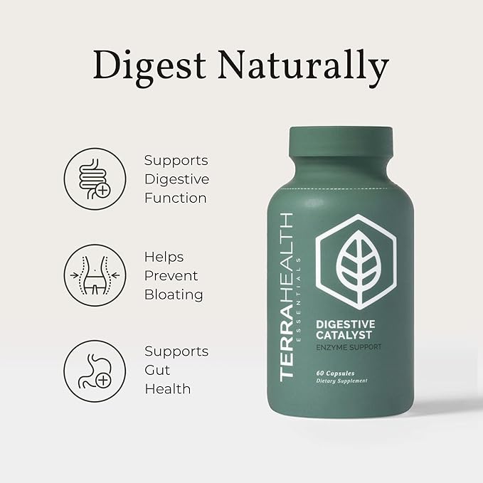 Terra Health Essentials Digestive Catalyst | Reduce IBS | Amylase Protease &amp Glucoamylase (1 Bottle 60 Capsules)