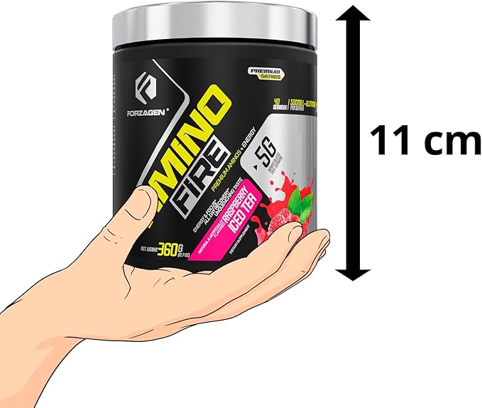 Forzagen Amino Fire | Essential Amino Energy Powder for Pre-Workout | BCAA Energy Boost &amp Muscle Recovery Drink Mix Enhance Focus &amp Concentration Dietary Supplement | Raspberry Ice Tea 40 S