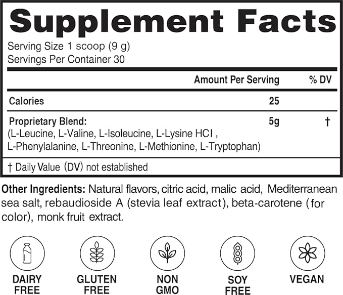Advanced Bionutritionals – Advanced Amino Powder Amino Acid Supplement Build Muscle Post Workout Recovery EnergyNon-GMO Gluten Free Dairy Free Vegan (30 Servings) (9.52oz Citrus Zest)