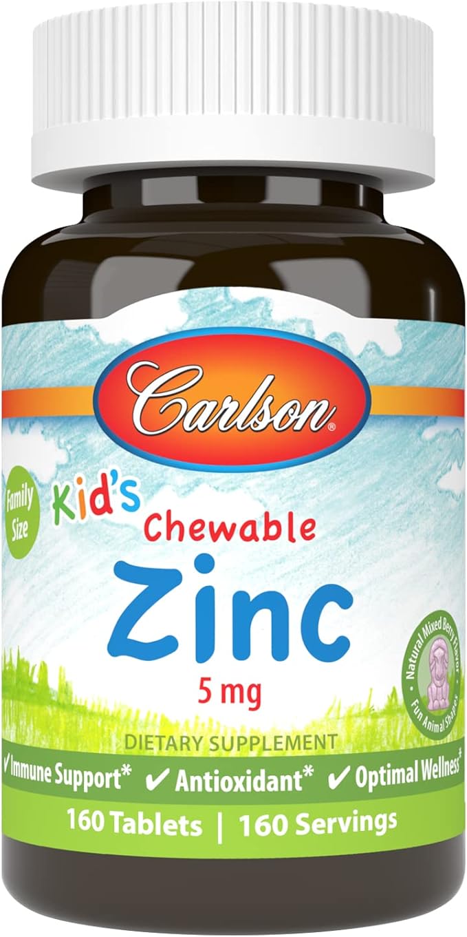 Carlson - Kid's Chewable Zinc 5 mg Health Support Natural Mixed Berry Flavor 160 Tablets