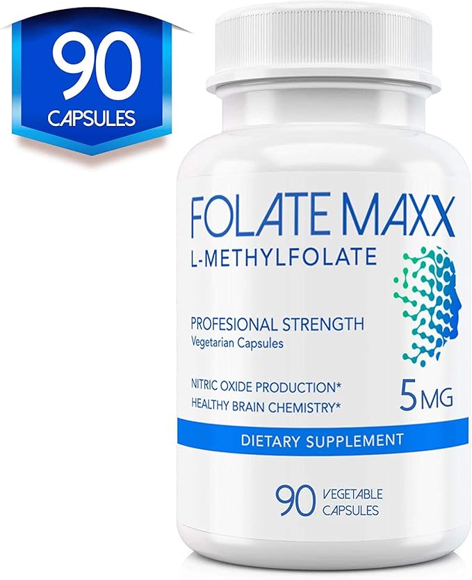 FolateMaxx L Methylfolate 5mg 90 Capsules – Doctor Formulated Methyl Folate Supplement for Women &amp Men – High Potency 5-MTHF for Energy Mood &amp Focus – Non-GMO Gluten-Free (3-Month Supply)