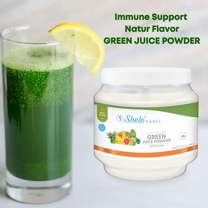 Shelo NABEL Jugo Verde Detox Dietary Fiber Green Juice with Multi-Vitamins Fast Acting Immune Support Natural Flavored Powder with 16.2 oz