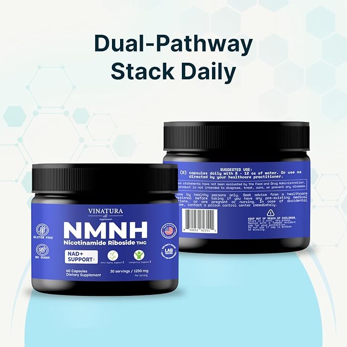 VINATURA NMNH (NMN Supplement Alternative) Nicotinamide Riboside &amp TMG - NAD Supplement for Anti-Aging - 60 Capsules