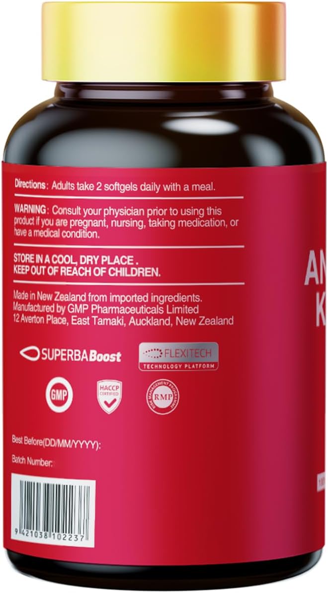 HUJ Antarctic Krill Oil 1000mg with Omega-3s EPA DHA Astaxanthin Phospholipids and Choline - Sustainably Sourced - 60 Softgels