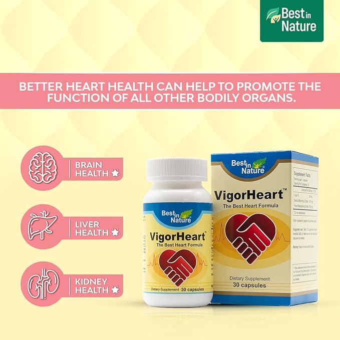VigorHeart-The Natural Heart Supplements Pills with Coq 10 Salvia Miltiorrhiza and Panax Pseudoginseng (30 Capsules)