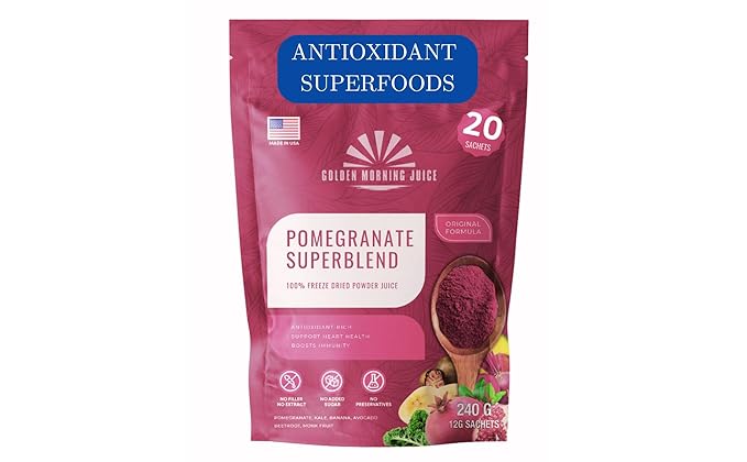 Pomegranate Superblend 100% Freeze Dried Powder Juice Pomegranate Avocado Kale Beets Banana Monk Fruit No Sugar added.