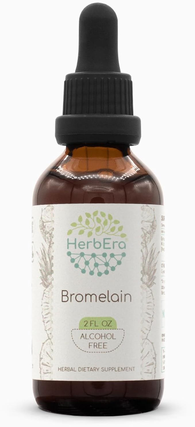 HerbEra Bromelain B60 Alcohol-Free Herbal Extract Tincture Super-Concentrated Wildcrafted Bromelain Pineapple (Ananas comosus) (2 fl oz)