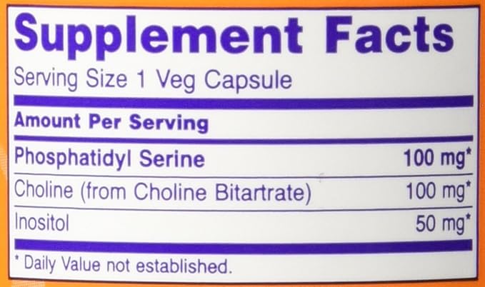 NOW Foods Phosphatidyl Serine 100mg(2 x 120) 240 Veg Capsules