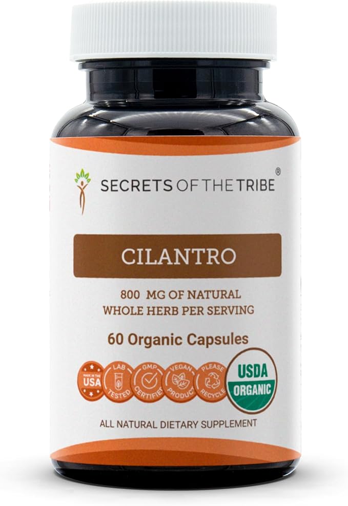 Secrets of the Tribe Cilantro USDA Organic Capsules | Certified Organic Vegetarian Capsules Herbal Dietary Supplement | Coriandrum Sativum Dried Leaf (60 Count)