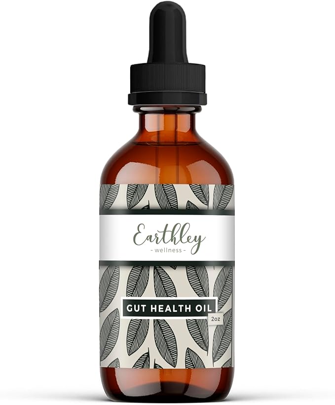 Earthley Wellness Gut Health Oil Natural Digestive &amp Immune Support Anti-Inflammatory Support Herbal Blend with Cloves &amp Calendula (2oz)