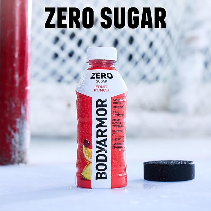 BODYARMOR ZERO Sugar Fruit Punch Sugar Free Sports Drink - Low-Calorie Hydration - Natural Flavors with Potassium Packed Electrolytes Antioxidants and B-vitamins 28 fl oz (Pack of 15)