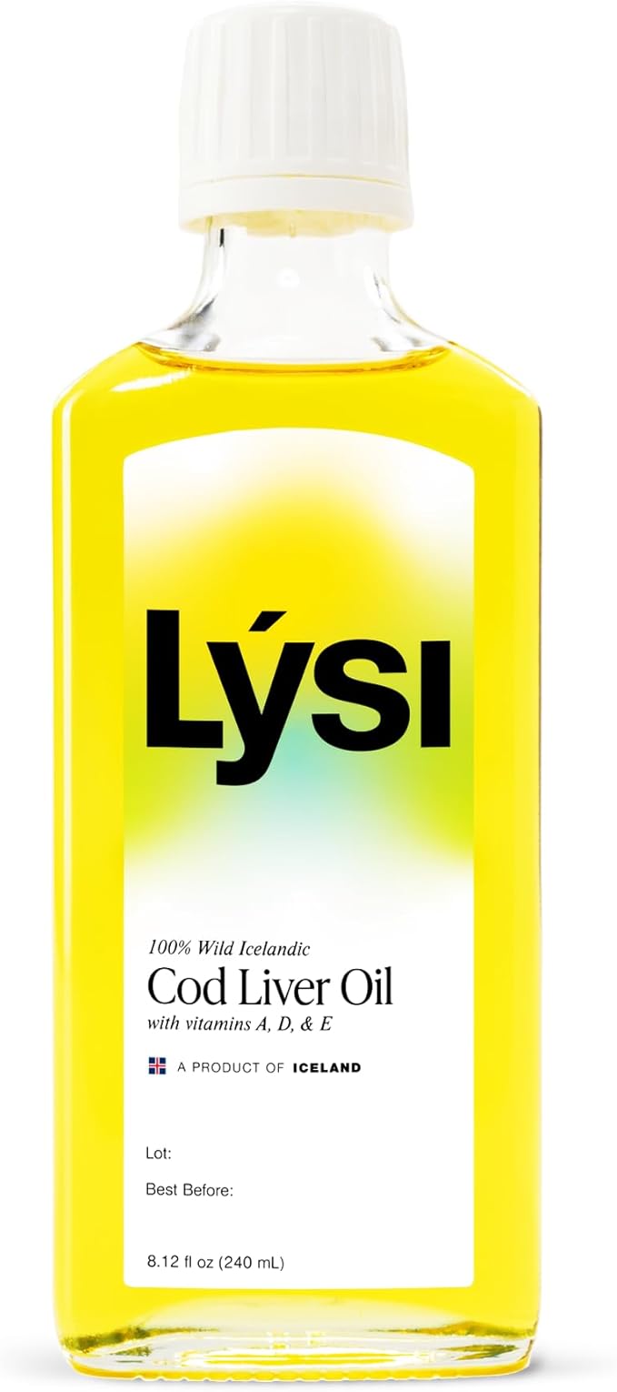 LYSI Icelandic Cod Liver Oil Liquid Supplement – 1100 mg Omega-3 per Teaspoon – EPA 740 mg &amp DHA 920 mg per 2 TSP – with Vitamins A D &amp E – Lemon Flavor 8.12 fl oz (24 Servings)