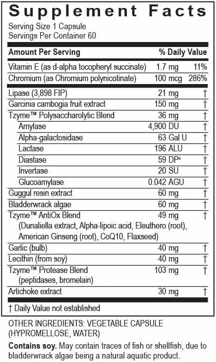 Transformation Enzymes Lypo Enzyme Supplement with Herbs and Vitamins for Digestive Health 60 Caps