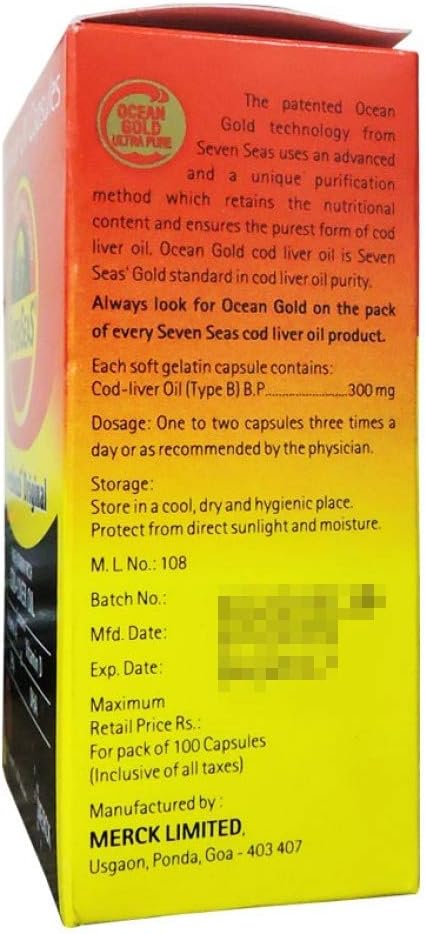 Seenseas Cod Liver Oil 500 softgel Capsules (Pack of 3) | 500 * 3=1500 Capsules | Pure Vitamin Rich | Best Immune Health Healthy Bones &amp Muscles Dietary Supplement