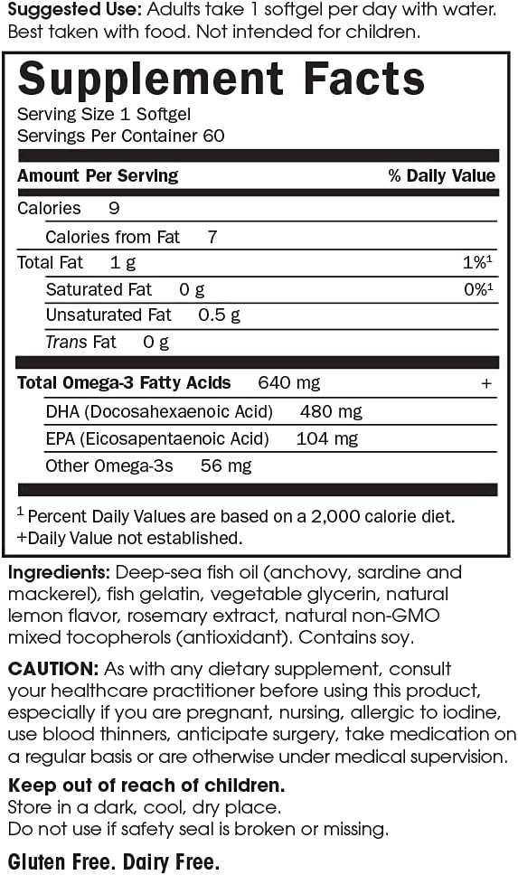 Garden of Life Prenatal DHA Omega 3 Fish Oil Supplement - Minami Natural Prenatal Lemon 60 Softgels