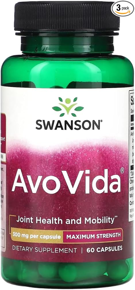 Swanson AvoVida - Cartilage &amp Joint Health Supplement to Support Mobility &amp Flexibility* - Contains Phytosterols from Avocado &amp Soy Extracts - Non-GMO - 60 Capsules (3 Pack)