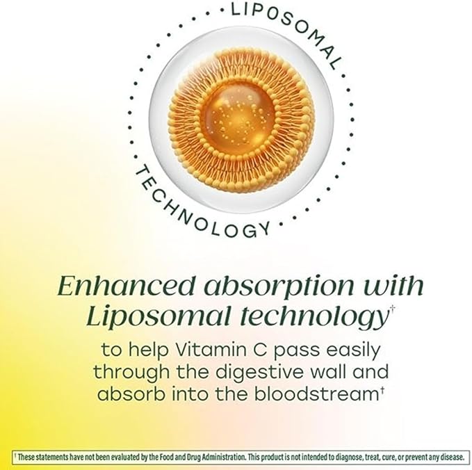 MegaFood Liposomal Vitamin C 1000mg Per Serving - Collagen Production &amp Immune Support Supplement - High Potency Formula - Superior Absorption &amp Gentle On Stomach - 120 Vitamin C Capsules 60