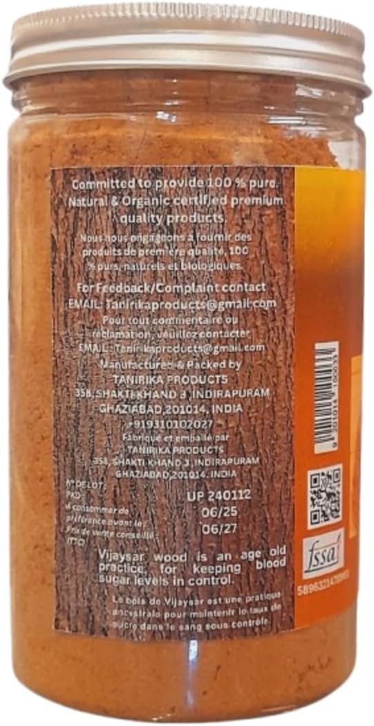 Vijaysar Organic Wood Powder/ 100% Natural/Health and Personal Care/Diabetic Care/ 400GM