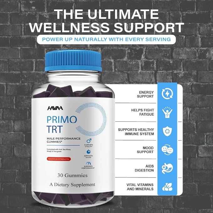 (3 Pack) Primo TRT Maximum Strength Performance Gummies PrimoTRT Gummy Supplement Prime TRT Maximum Strength Advanced Shiljait Vitamin Support Supplement Primo TRT Premium Gomitas (3 Month Supply)
