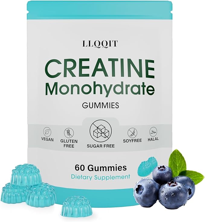 Creatine Monohydrate Gummies for Men &amp Women - 3g of Blueberry Creatine Gummies - Sugar-FreeVegan60 Count