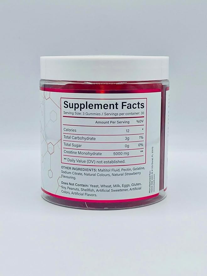 Creatine Monohydrate Gummies 5000 mg for Men &amp Women Sugar Free Creatine Gummies Strwberry Flavor