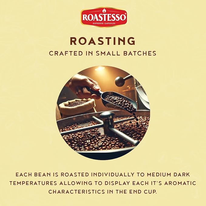 Roastesso Aluminum Espresso Capsules French Vanilla Natural Flavored Coffee Compatible with Nespresso Original Machines Medium Roast Intensity 7 Recyclable Coffee Pods Packed in USA (40 Count)