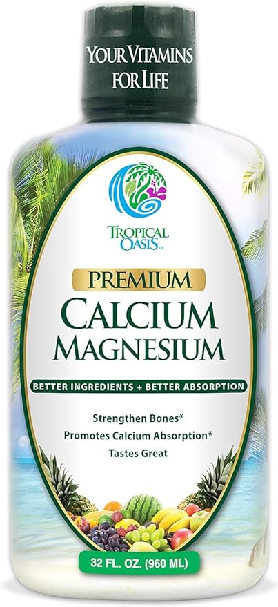 Premium Liquid Calcium Magnesium Citrate - Natural formula w/ support for strong bones - Liquid Vitamin Supplement w/ Calcium Magnesium Boron &amp Vitamin D3 – Up to 98% Absorption Rate- 32oz 64 S