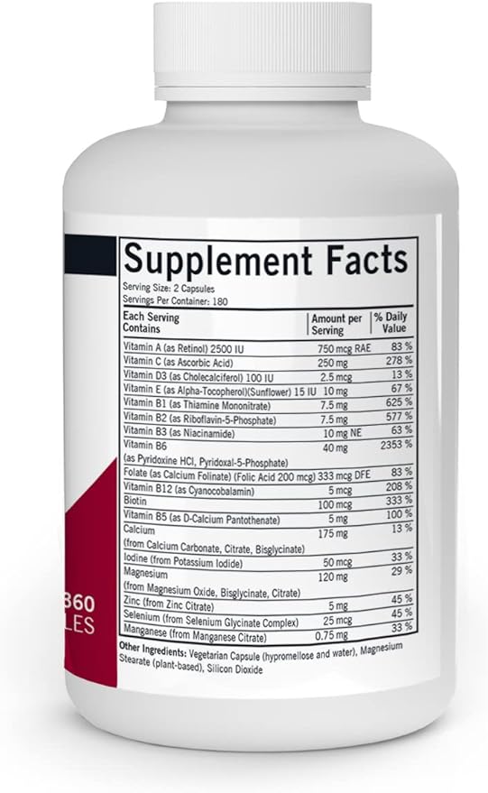 Kirkman - Super Nu-Thera - 360 Capsules - Comprehensive Multivitamin - with Vitamin B6 &amp Magnesium - Hypoallergenic