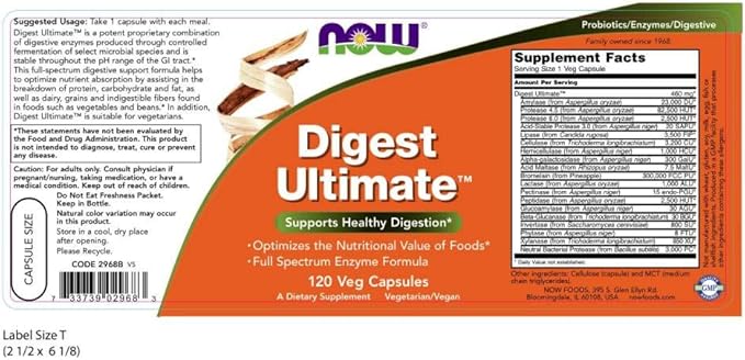 NOW Foods Digest Ultimate 120 Vegetable Capsule