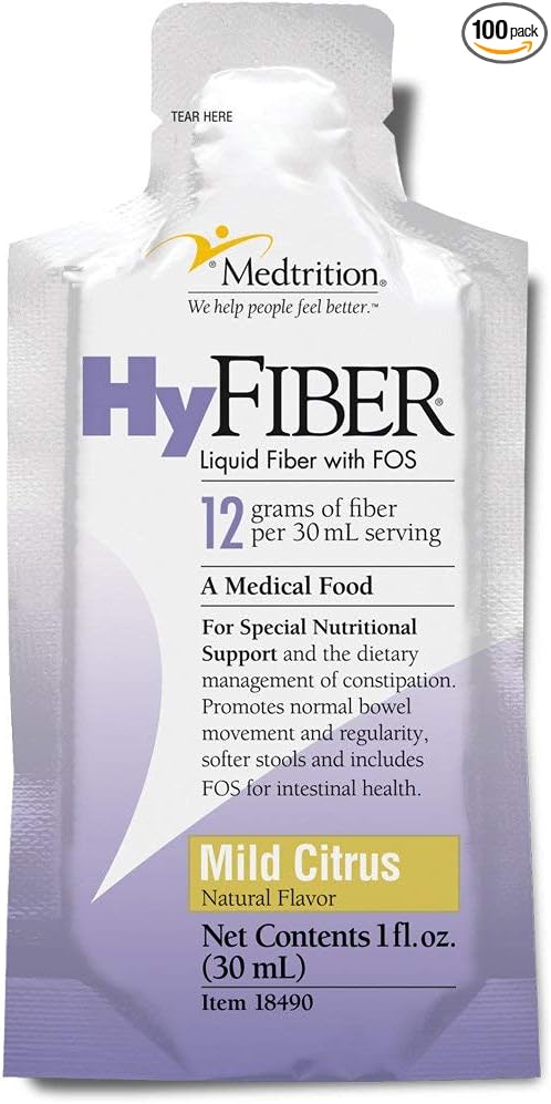 Medtrition HyFiber Daily Liquid Fiber for Regularity and Soft Stools 12 Grams Soluble Fiber 1 fl oz 100 Pack