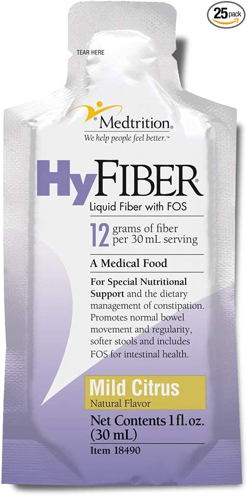 Medtrition HyFiber Daily Liquid Fiber for Regularity and Soft Stools 12 Grams Soluble Fiber 1 fl oz 25 Pack