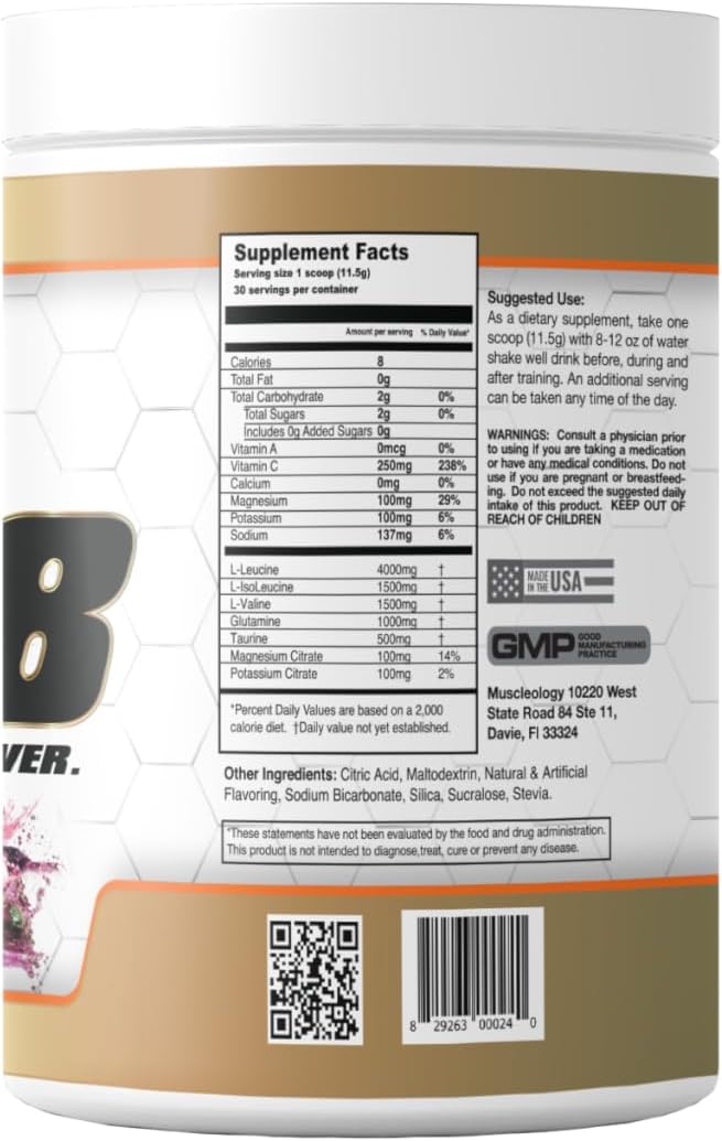 Super 8 High Performance BCAA Electrolyte &amp Glutamine Blend Formula - Post-Workout Recovery and Muscle Building Supplement 30 Serving (Maracuya)