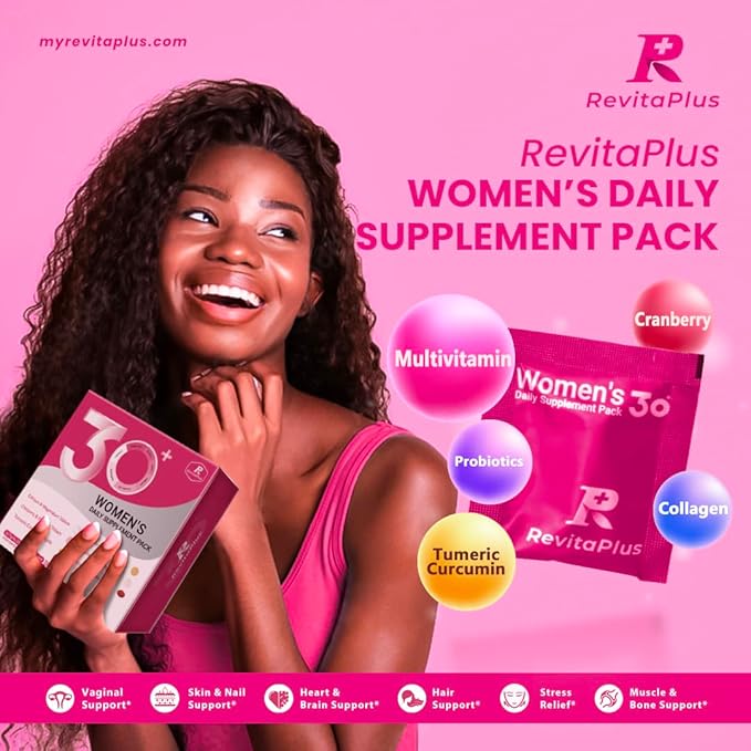 RevitaPlus Multivitamin for Women with Vitamin ABCD3EK2Biotin CollagenKrill OilCranberries Supports EnergyWellnessBeauty and Immune - Vitamin Packs for Women Health 2 PCS-60 Packs