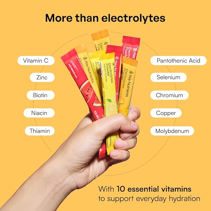 KEY NUTRIENTS Electrolytes Powder Packets – Variety Pack – Sugar Free Hydration Drink Mix – Keto Electrolytes Hydration Packets – Improved Refreshing Taste Lemonade Peach Mango &amp Watermelon – 10
